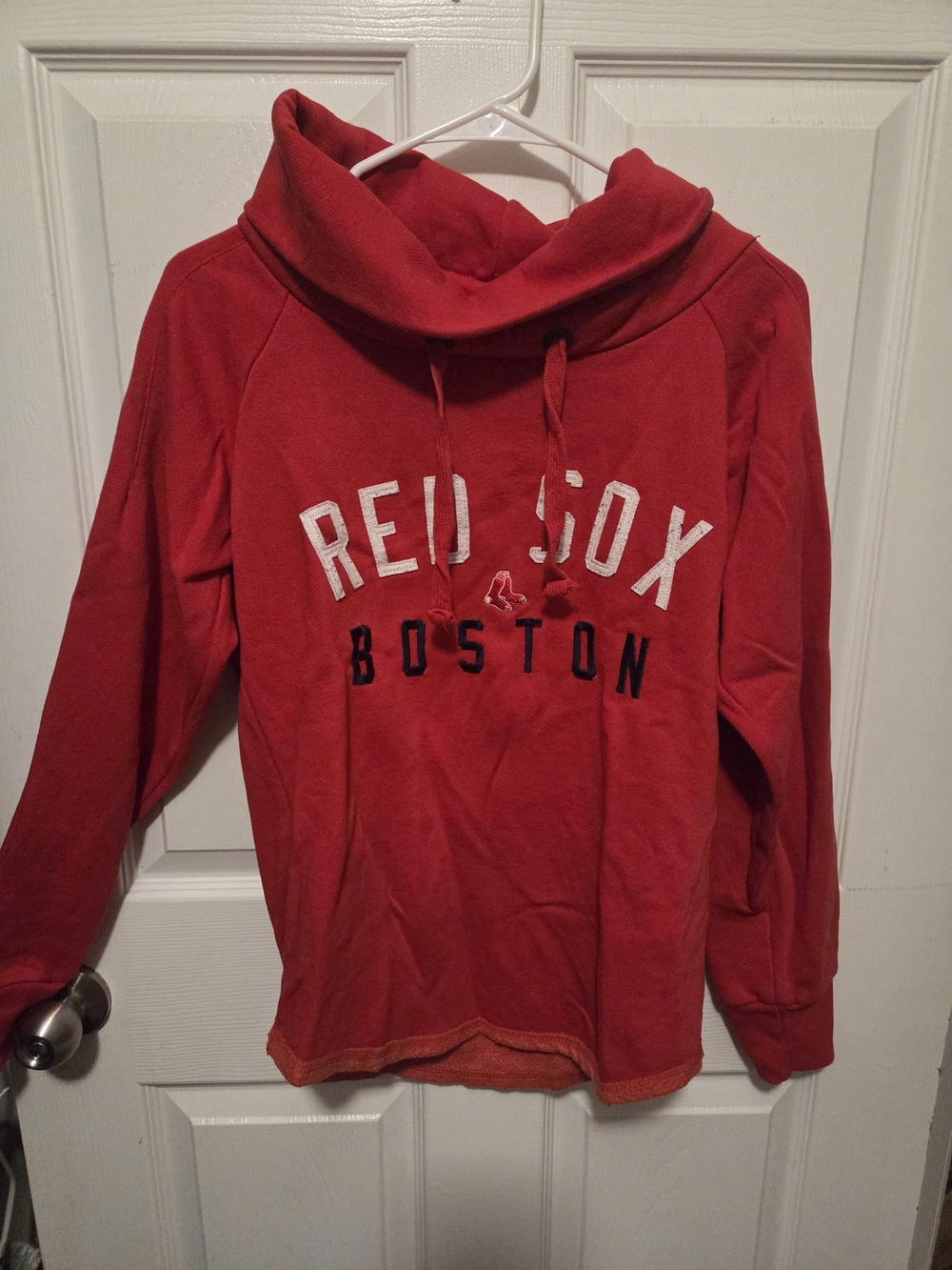Womens Red Cowl Neck Pullover